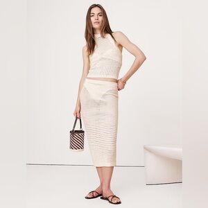 Banana Republic Cotton Crochet Mesh Skirt in Magnolia Flower Ivory